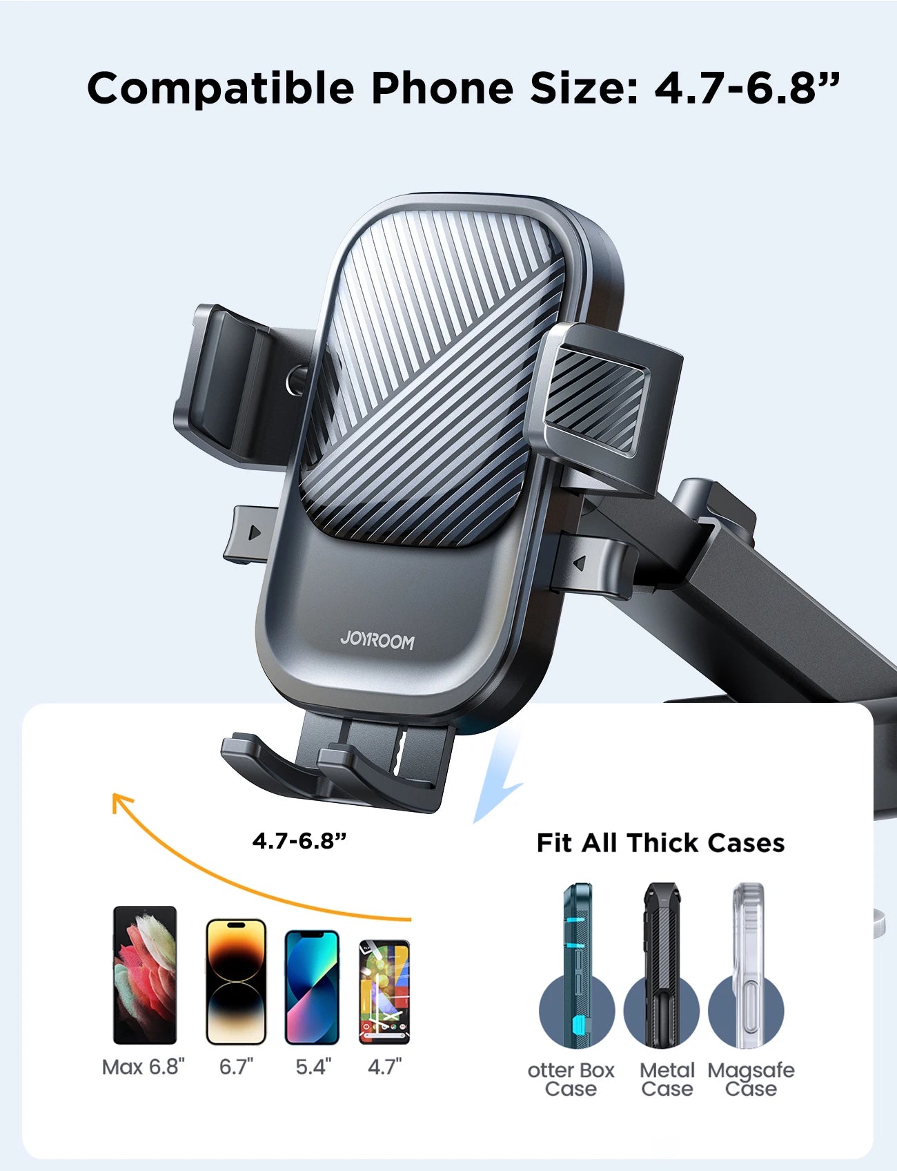 Joyroom Phone Holder Mount for Car Strong Suction Hands-Free Universal Cell Phone Mounts for Dashboard/Windshield 360° Rotation