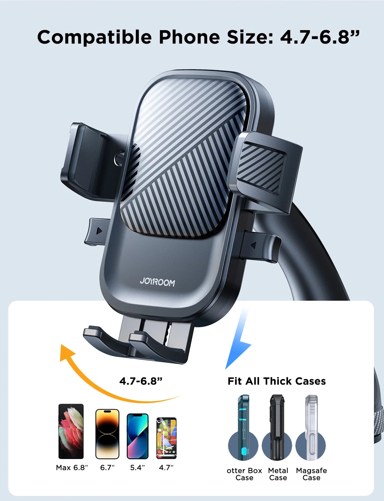 Joyroom Phone Holder Mount for Car Strong Suction Hands-Free Universal Cell Phone Mounts for Dashboard/Windshield 360° Rotation