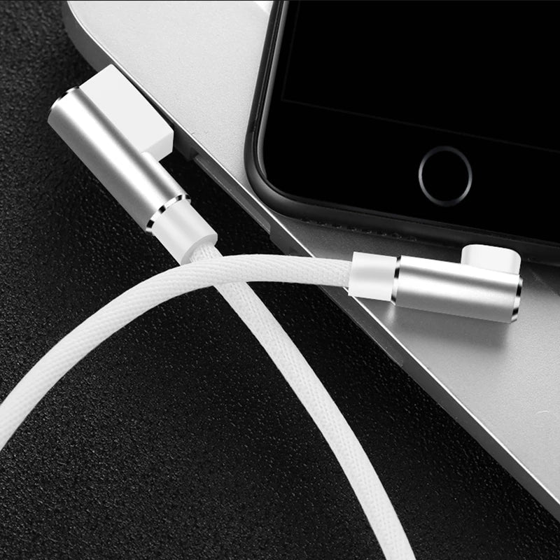 90 Degree Fast Charging USB Charger Cable For iPhone 14 13 12 11 Pro Max Xs X SE 2 6 6s 7 8 Plus iPad Origin Data Cord Long Wire